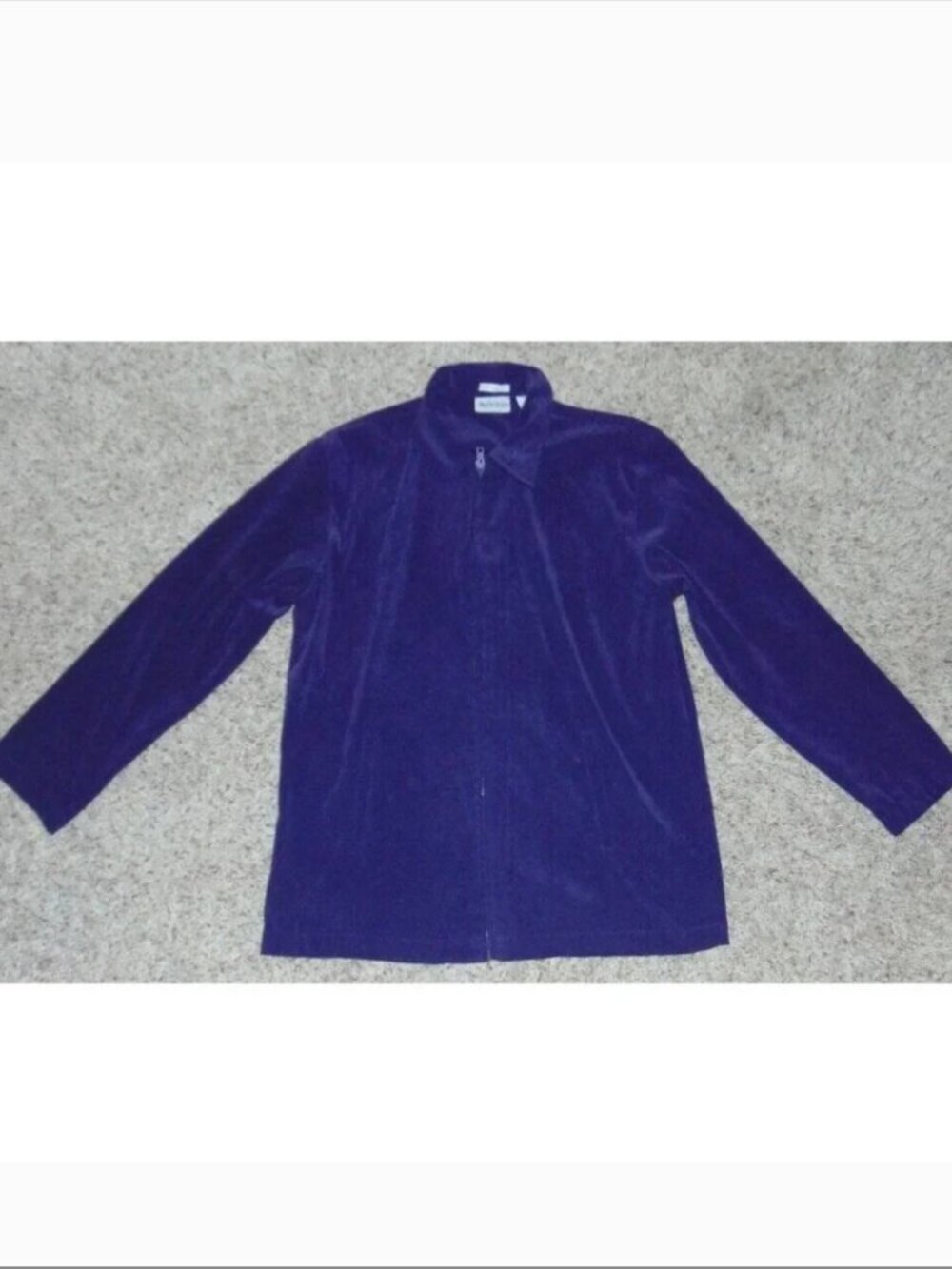 Apparenza Velvet Shirt Womens M Purple Zip Up Long Sleeve Collared